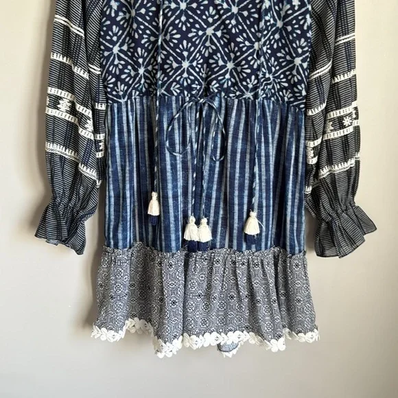 HEMANT AND NANDITA Long Sleeve Short Dress in Indigo Small - Picture 7 of 13